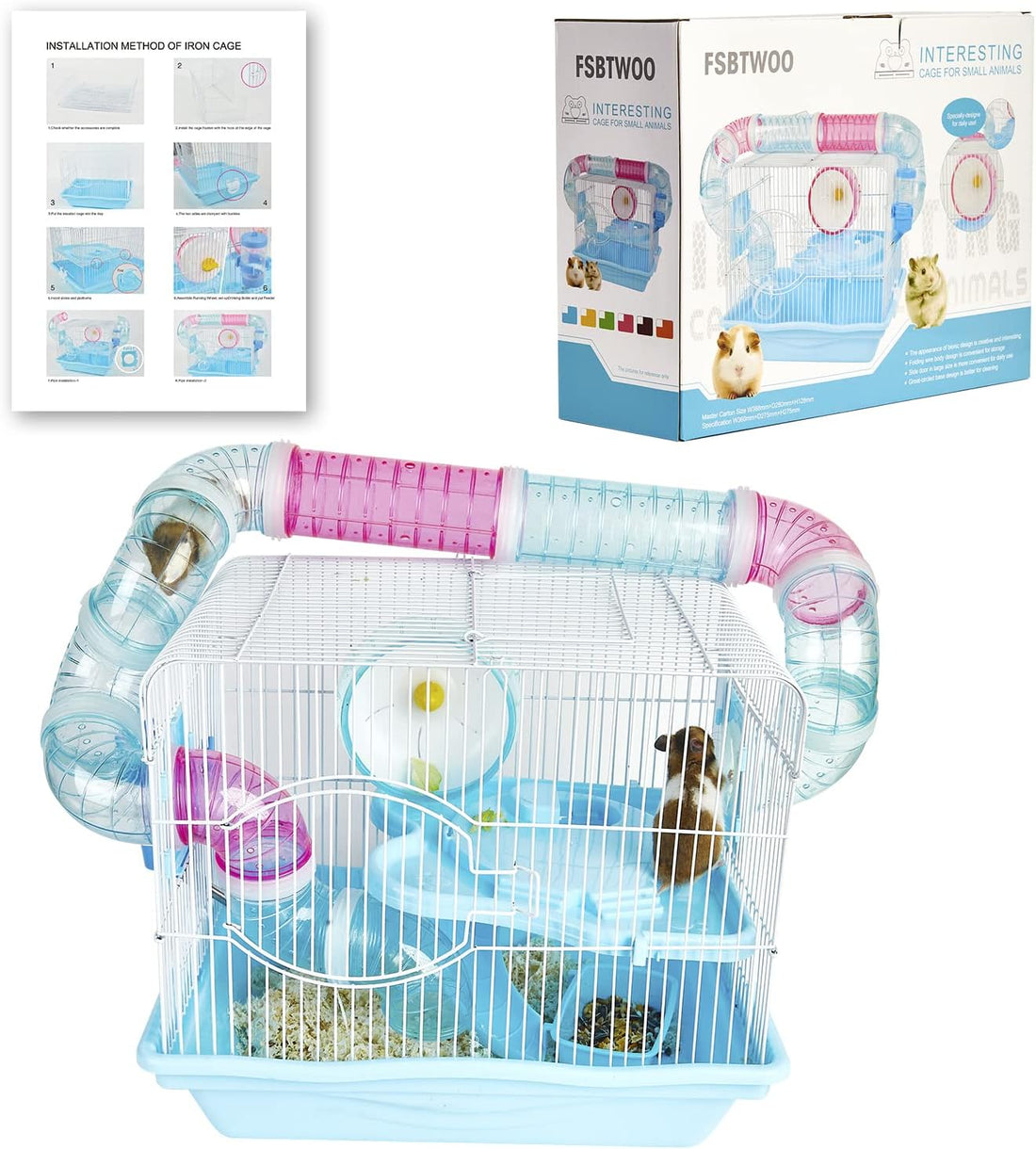 Hamster Cages, A Wire Rat Cage with a Large Space for Dwarf Hamsters