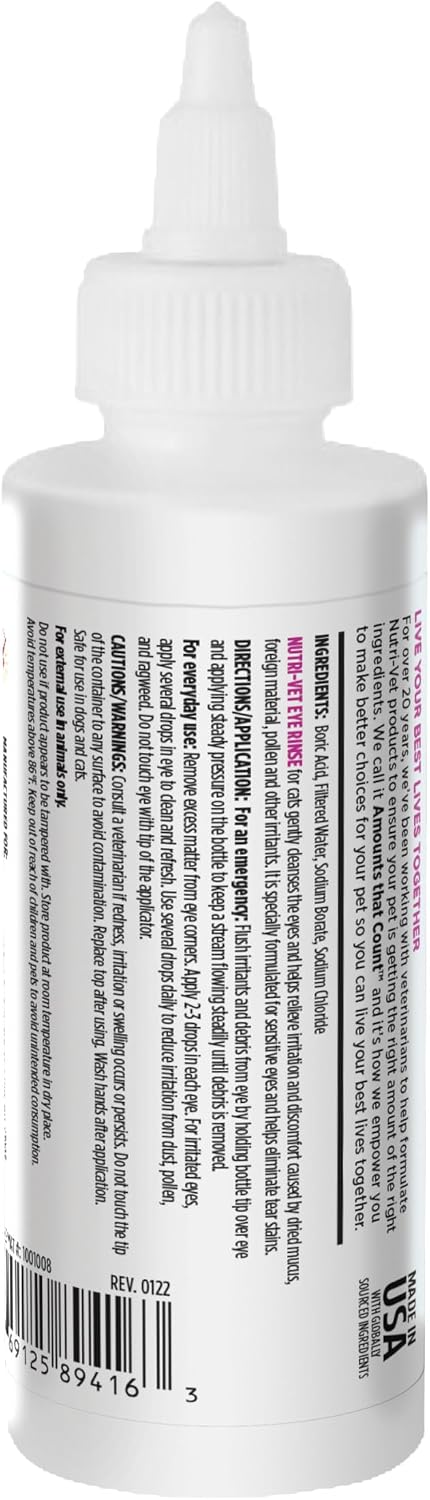 Nutri-Vet Cat Eye Rinse,Sterile Solution Gently Cleanses Eyes