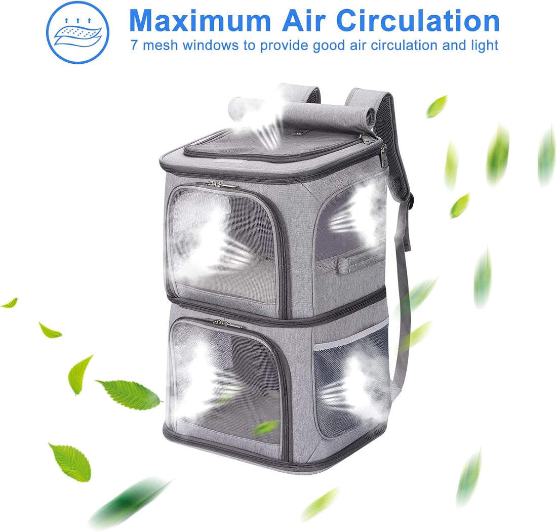 2-in-1 Double Pet Carrier Backpack for Small Cats & Dogs