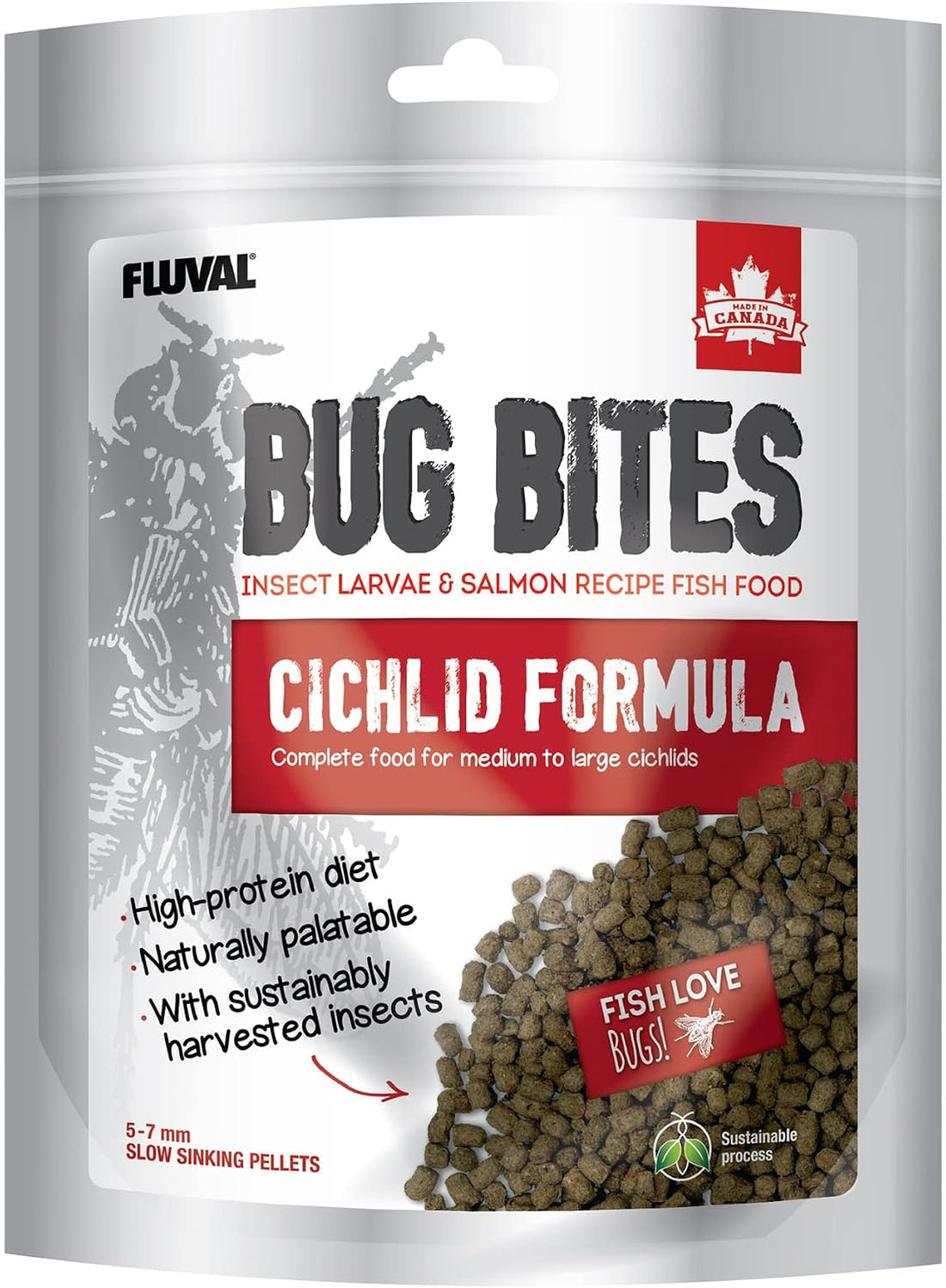 Fluval Bug Bites Cichlid Fish Food, 3.53 oz
