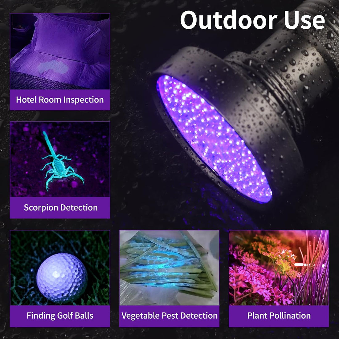 100 LED UV Black Light Flashlight, Pet Stain Detector