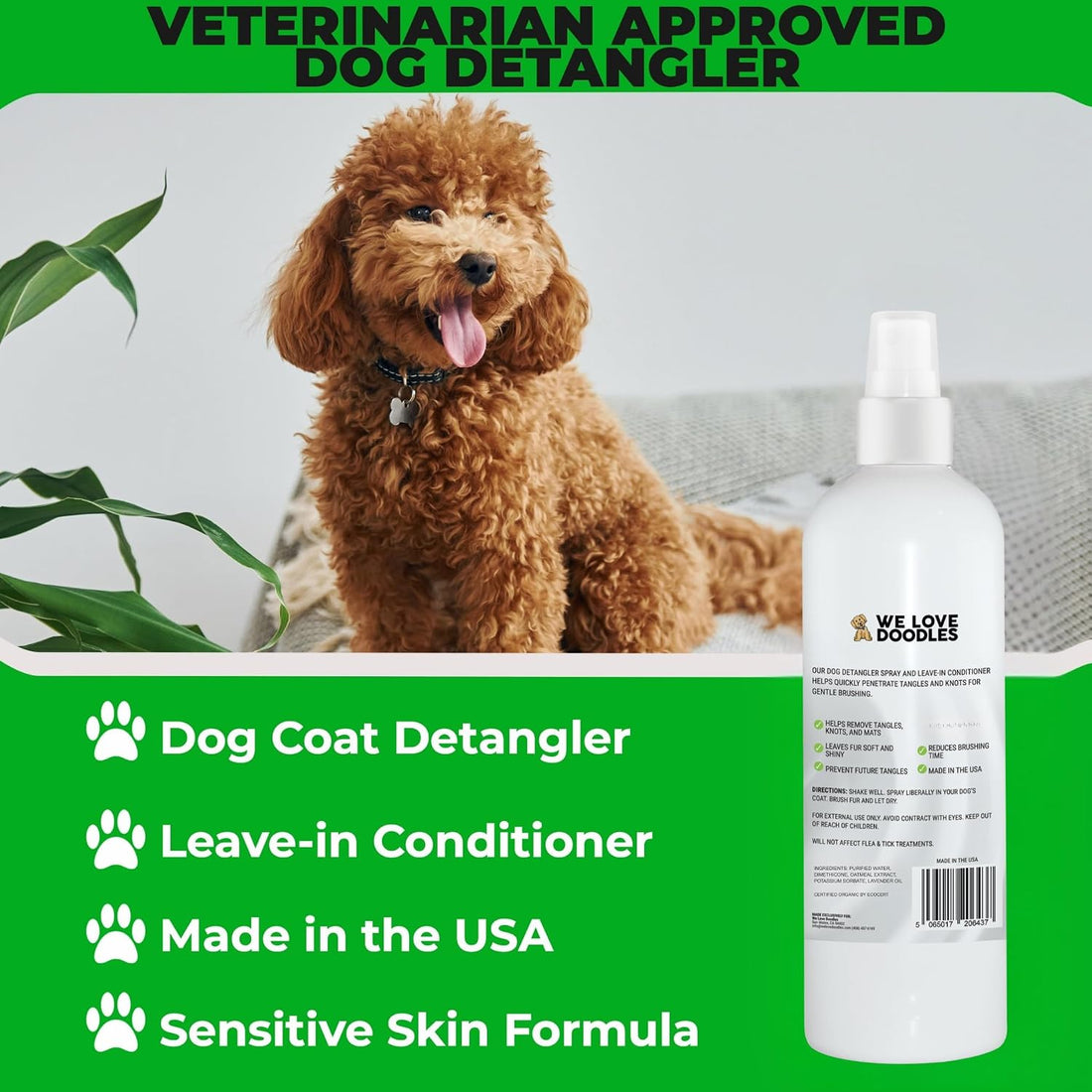 Dog Detangler Spray, Leave-in Conditioner Spray for Dogs, Unscented