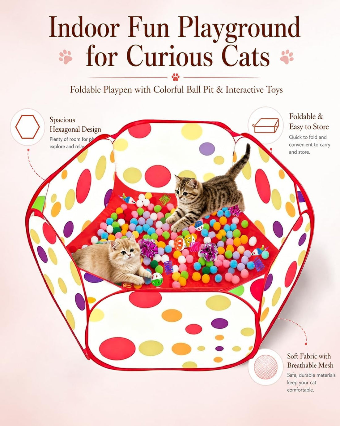 Cat Ball Pit with 227 Pcs Interactive Cat Toys