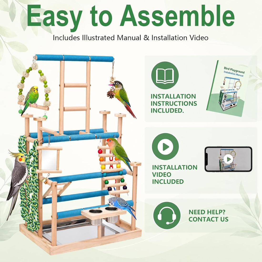 4-Tier Bird Playground and Perch Stand for Small to Medium Birds