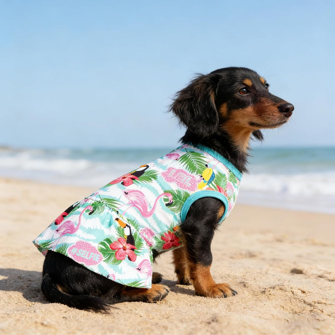 JpGdn 2PCS/Pack Hawaiian Dog Dresses Pink Green for Medium Dogs Girl