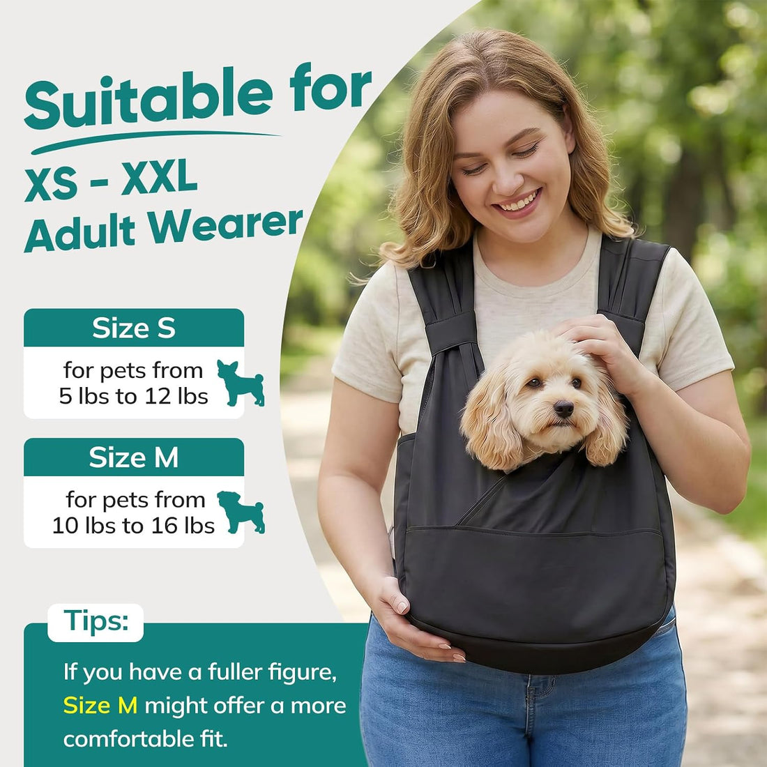 Dog Sling Carrier Front with Thicken Bottom Support for Small Dogs