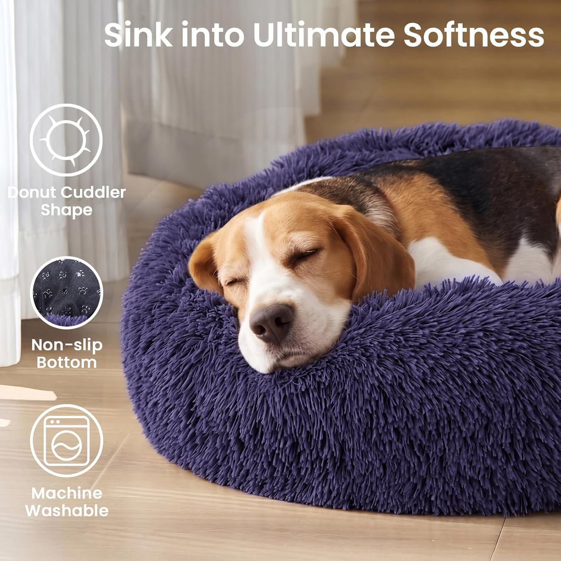 JOLLYVOGUE Calming Dog Bed Medium Size Dog