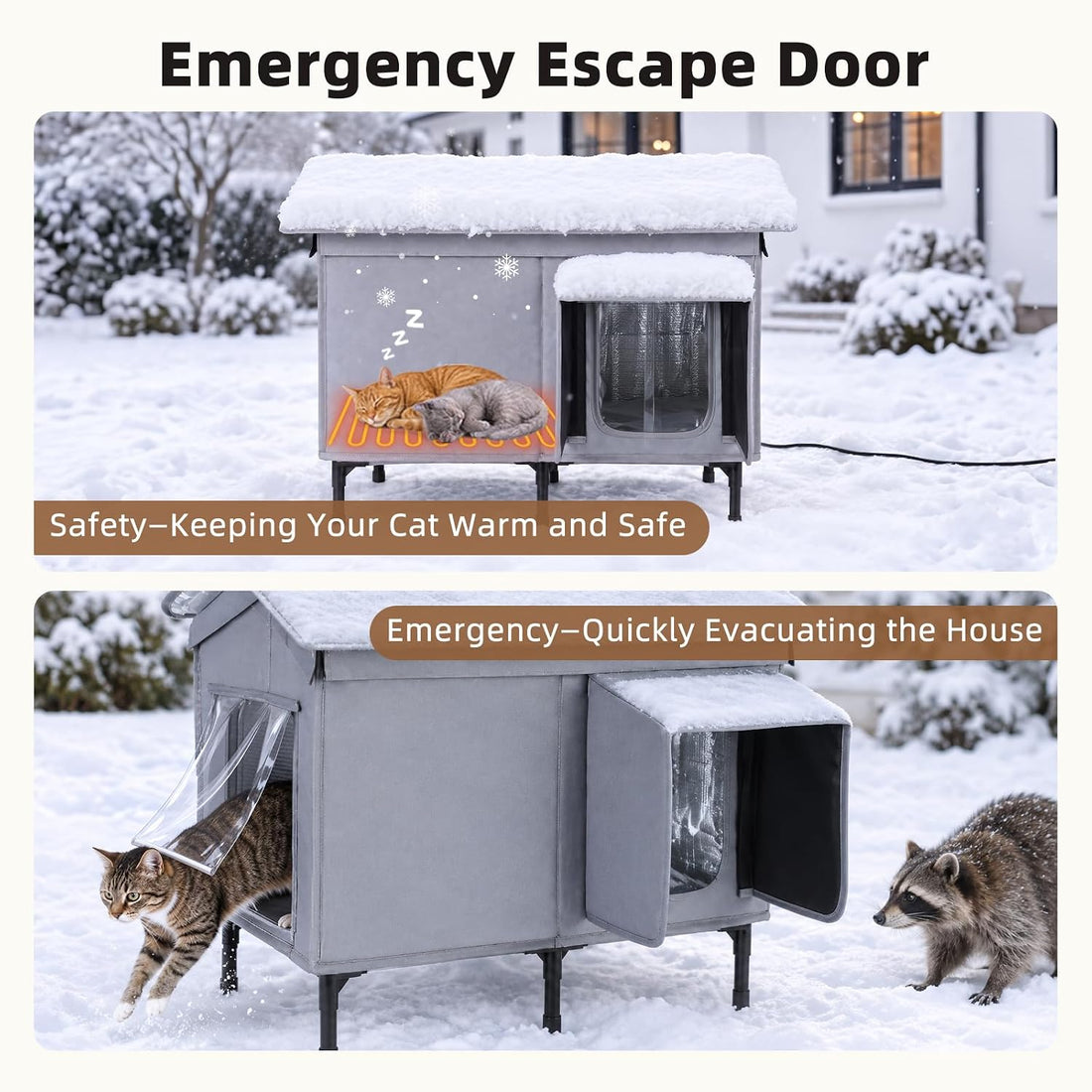 GASUR Heated Outdoor Cat House Weatherproof,Insulated Cat House