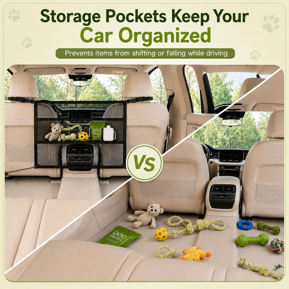 Dog Car Barrier for SUV, Mesh Pet Divider & Storage Gate, 22.4"x 27.2"