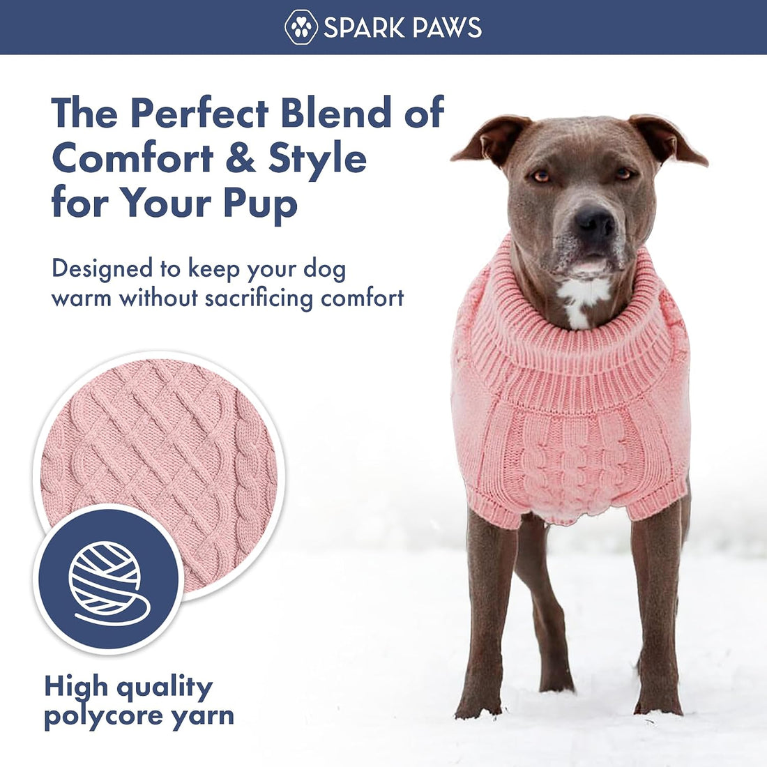 Spark Paws Knit Dog Sweater - Winter Dog Clothes, Small Medium Large
