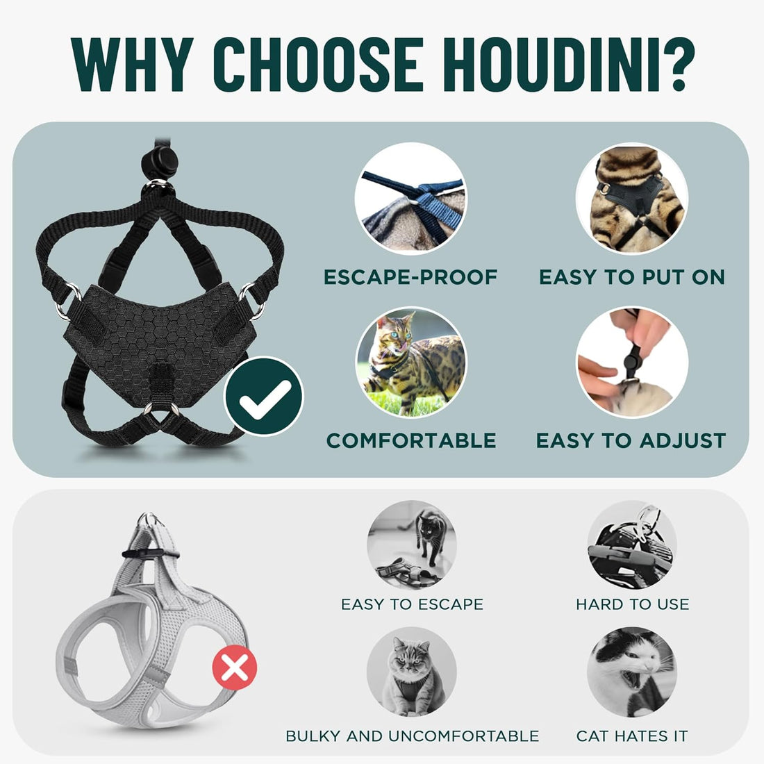 OutdoorBengal Houdini™ Escape Proof Cat Harness and Leash