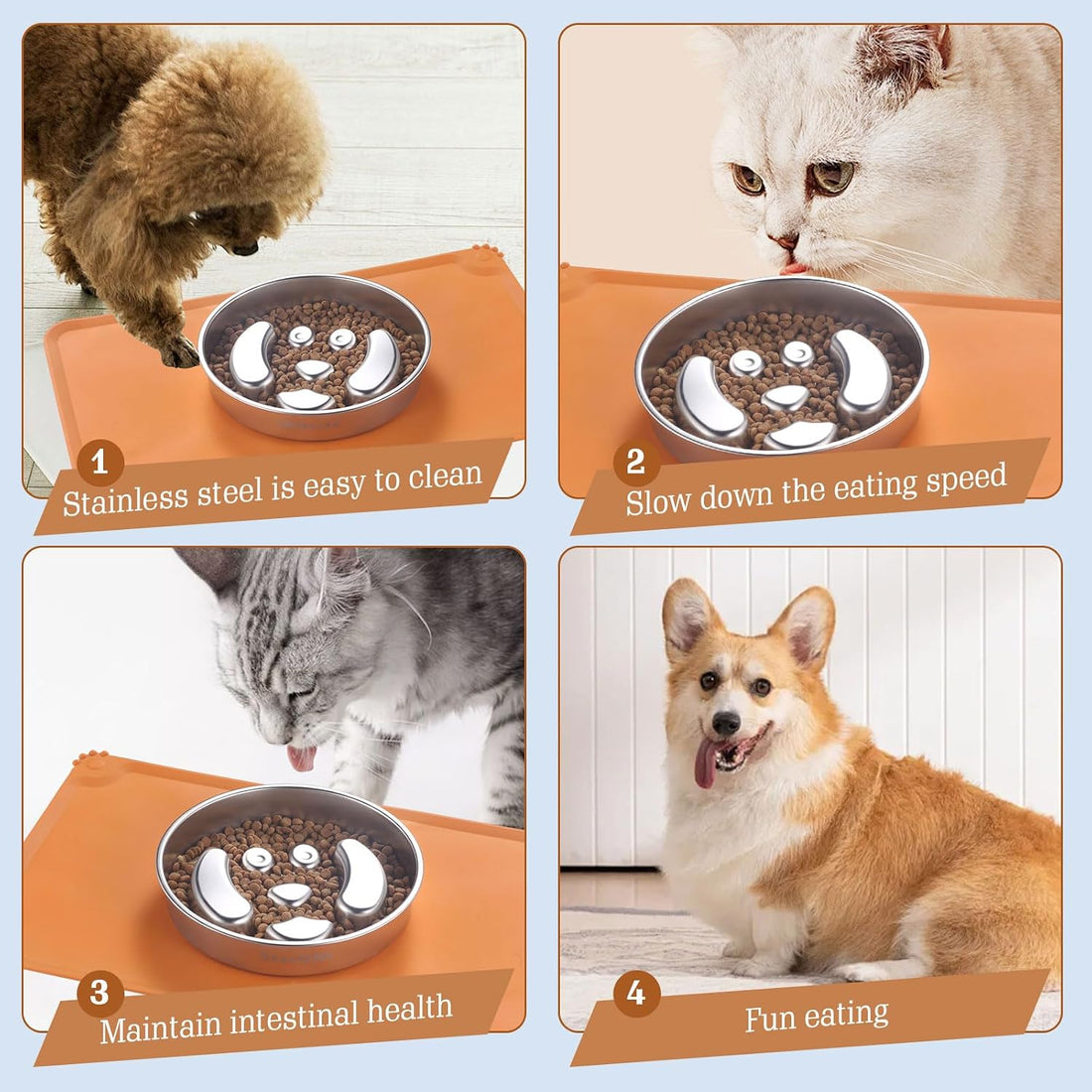 Stainless Steel Slow Feeder Dog Bowls