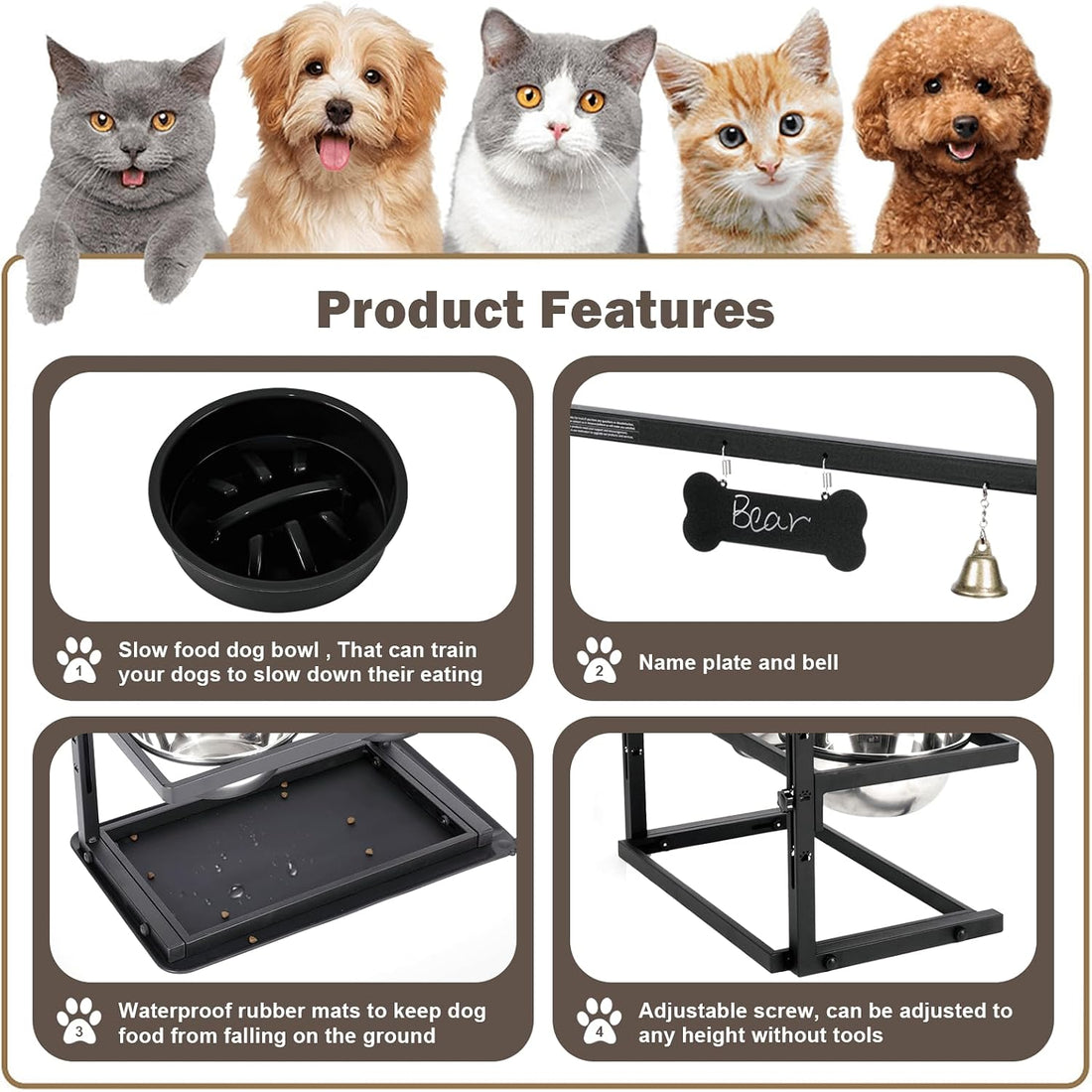 Elevated Dog Bowls with Slow Feeder for Large Dogs