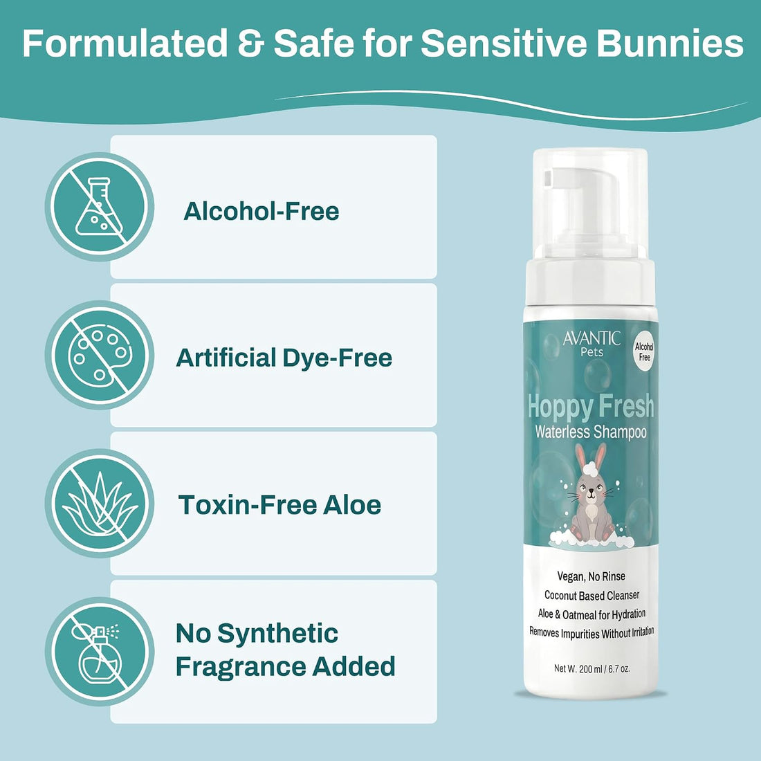 Avantic Pets Rabbit Waterless Dry Shampoo 200ml
