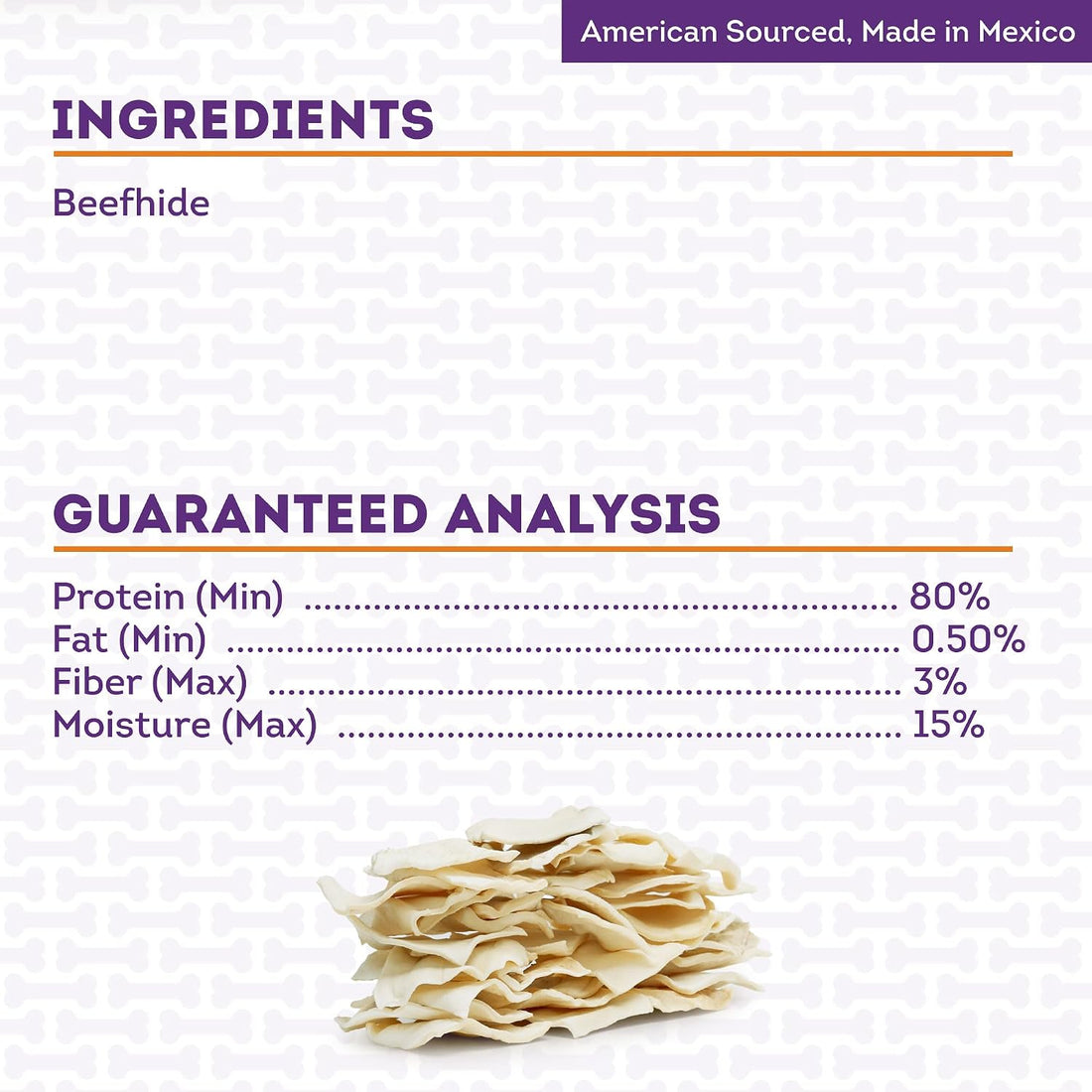 American Sourced Beefhide Chips Dog Chew Treats - Natural Flavor