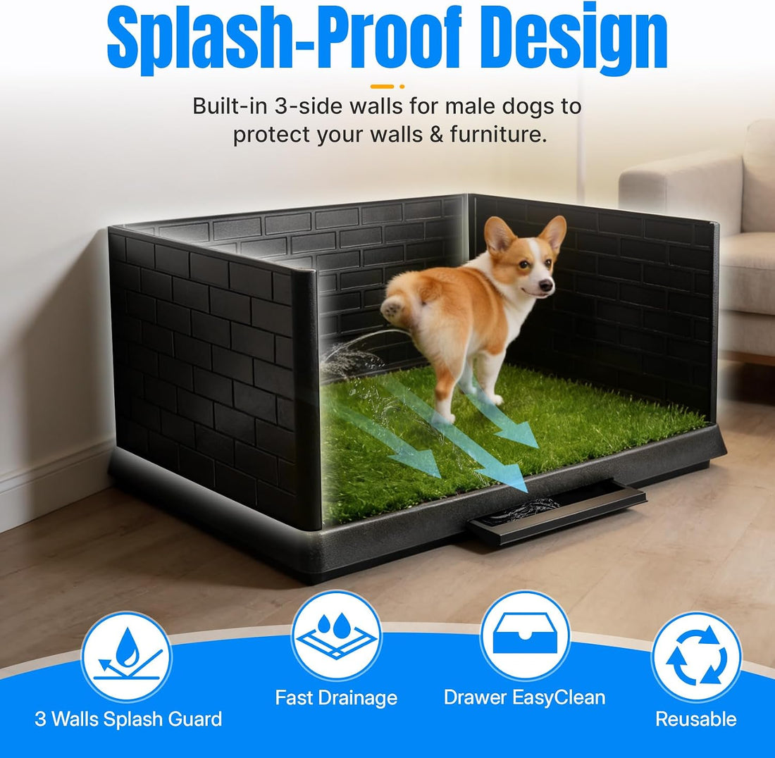 Dog Grass Pad with Tray and Drawer, Indoor Dog Potty Training System