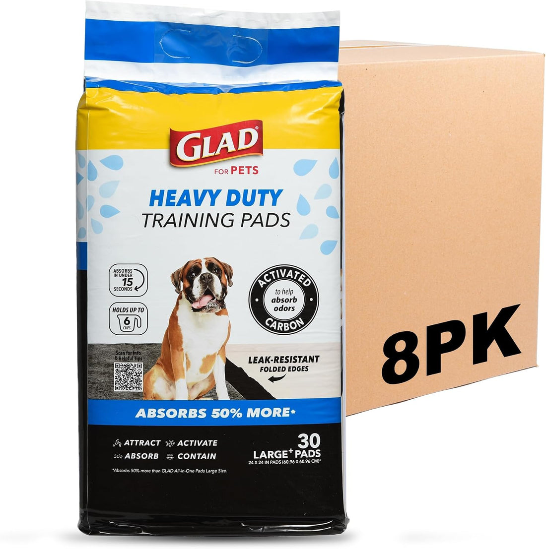 Glad for Pets XL Charcoal Training Pads, Heavy Duty, 24x24 in