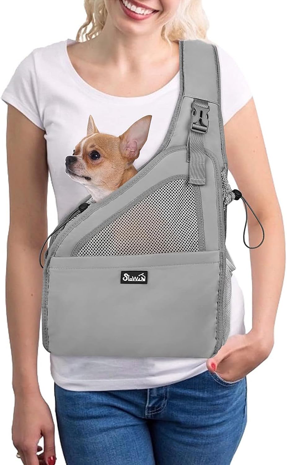 Lukovee Pet Sling, Removable Hard Bottom for Small Dogs, 6-12 lbs