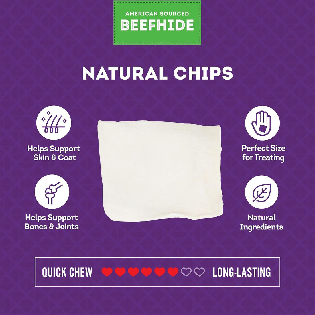 American Sourced Beefhide Chips Dog Chew Treats - Natural Flavor