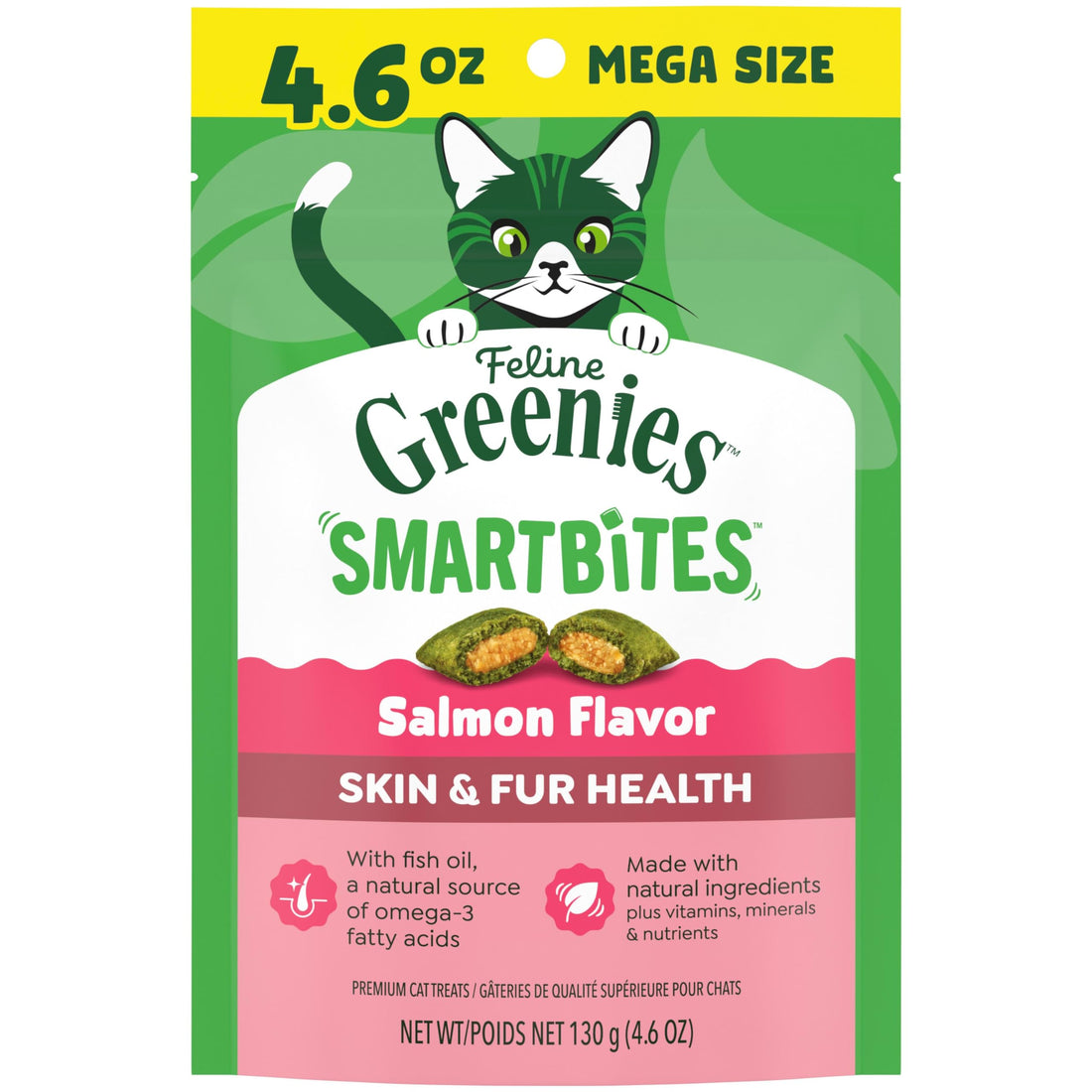 Greenies Feline Smartbites Skin & Fur Health Cat Treats, Salmon