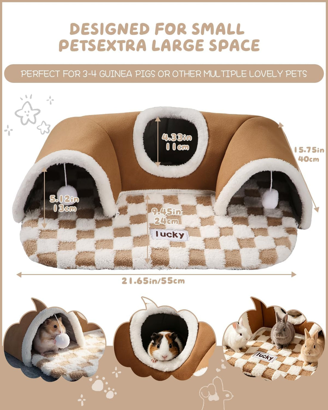 Extra Large Guinea Pig Hideout Tunnel, 22Lx16Wx5H Inches