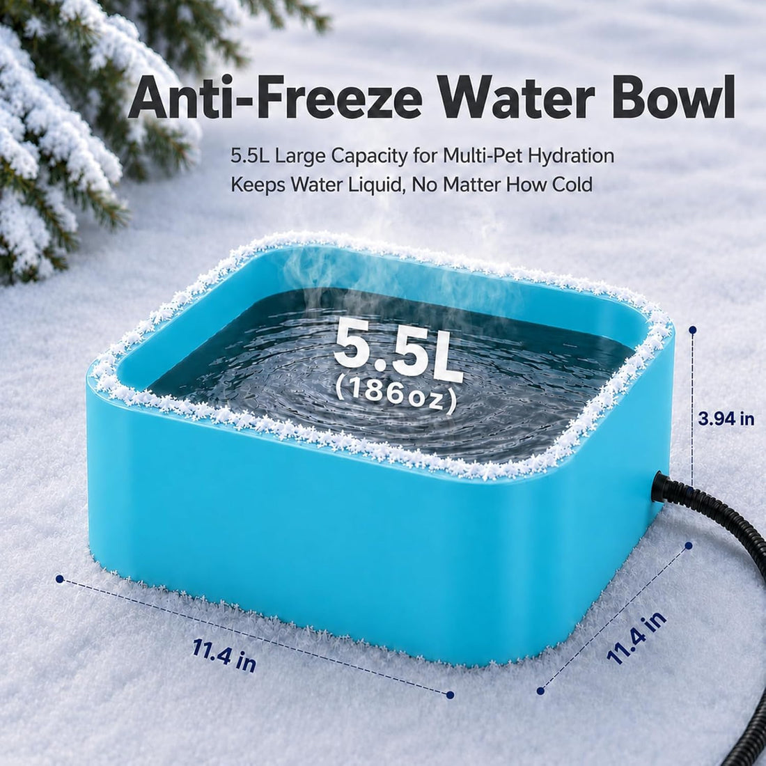 Heated Dog Bowl, 5.5L Extra Large Heated Pet Water Bowl
