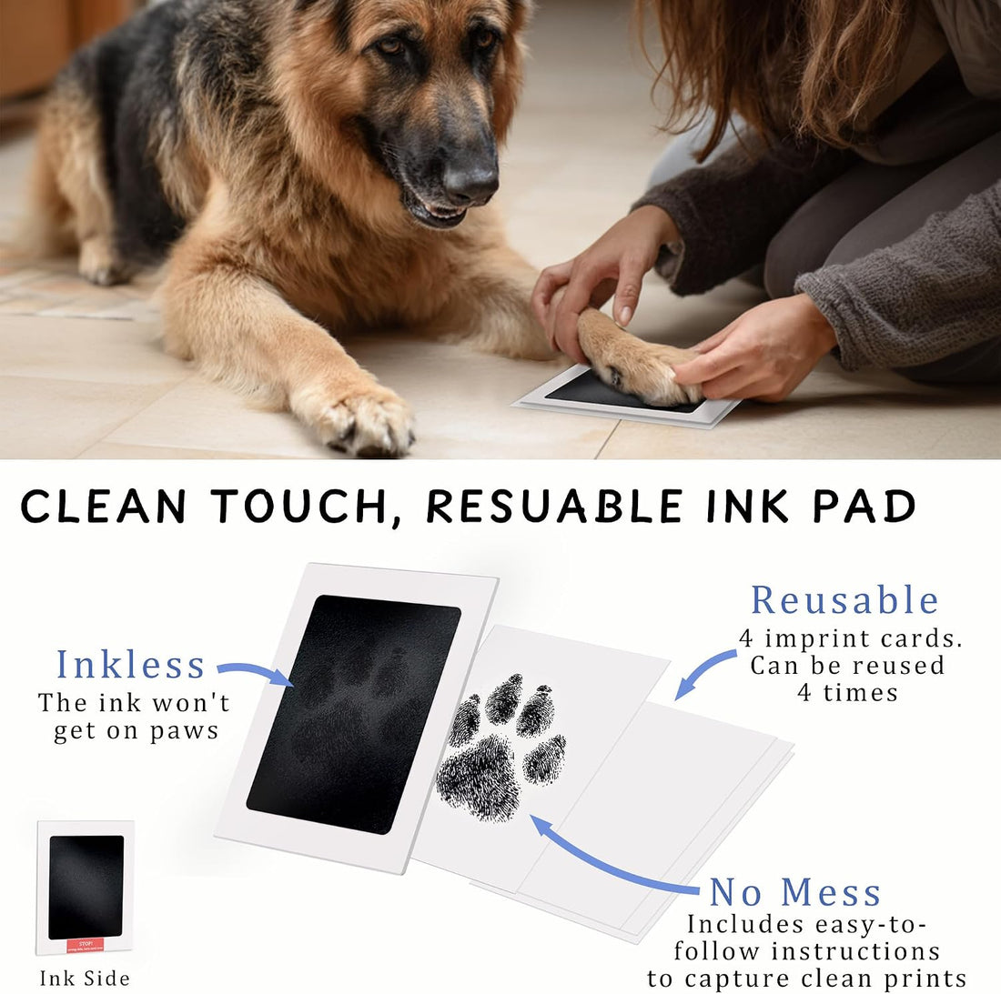 MYPAWLETS Dog Cat Paw Print Kit,Ink&Clay Pawprint Keepsake Frame