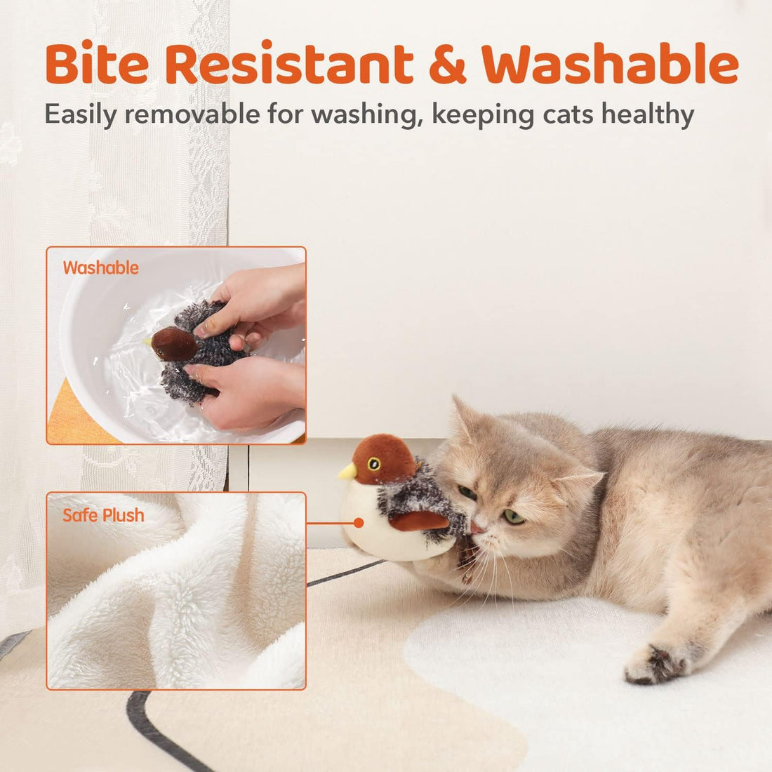 Potaroma Cat Toys Rechargeable Flapping Bird Sparrow