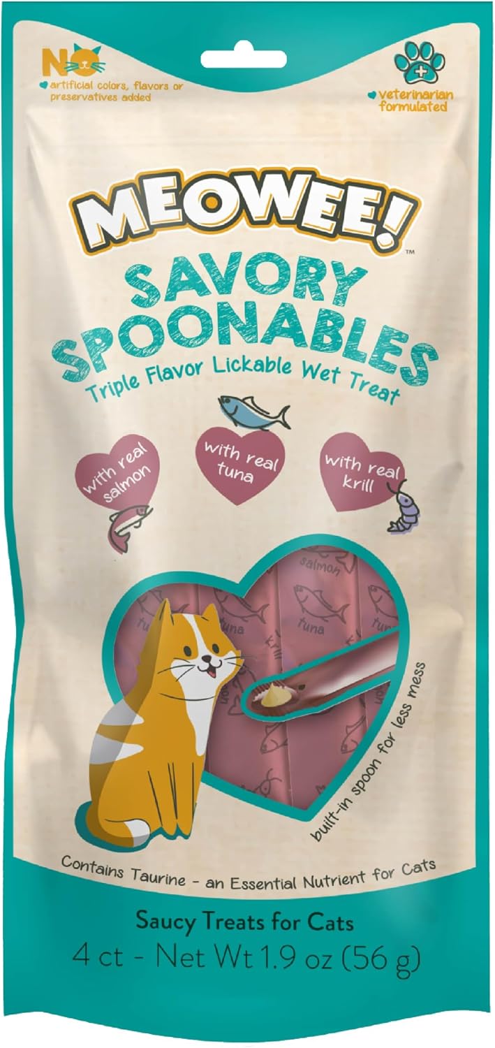 MEOWEE! Savory Spoonables Wet Cat Treat Variety Pack, 12 Count