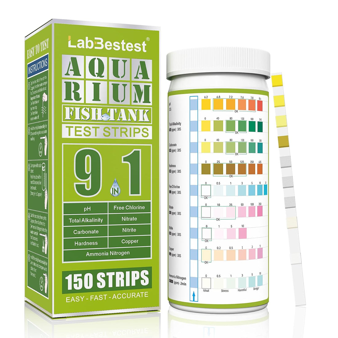 Aquarium Test Strips Fish Tank Pond Water Testing Kit