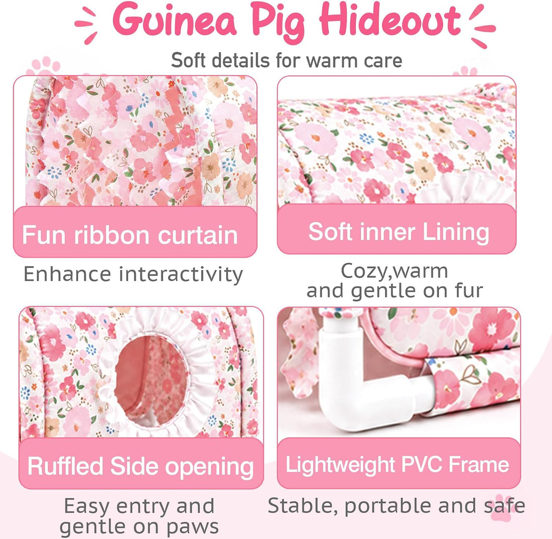 Bottomless Guinea Pig Hideout Tunnel with Curtains