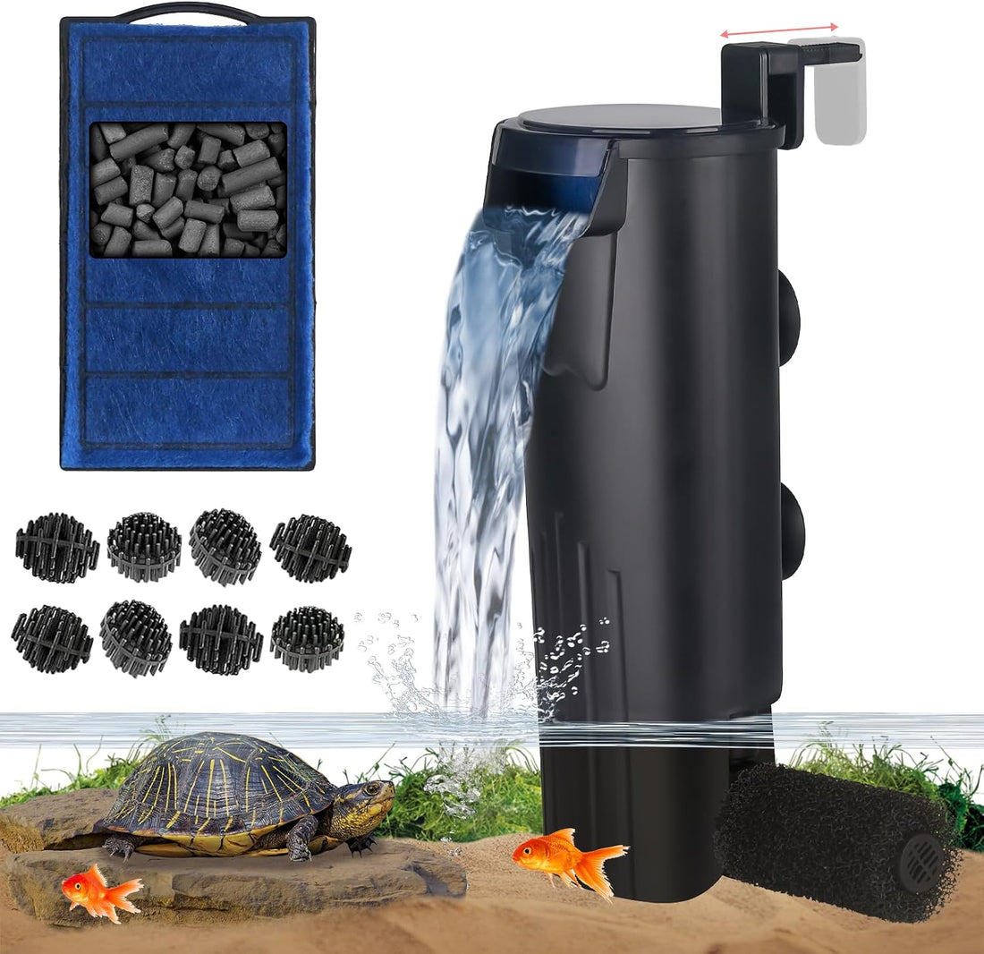 Turtle Tank Filter Aquarium Filter Power Adjustable 20-75 Gal. 290GPH