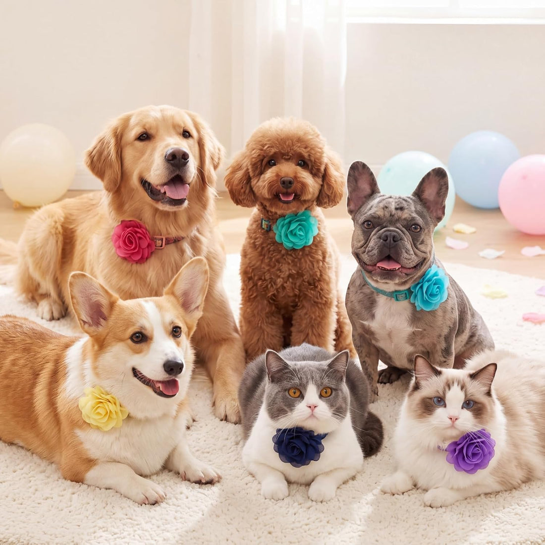 Leinuosen 14 Pcs Dog Collar Flowers for Pet Grooming Accessory