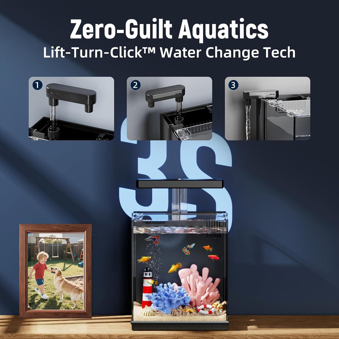 AQUASMITH Betta Fish Tank, 2 Gallon Aquarium Kit