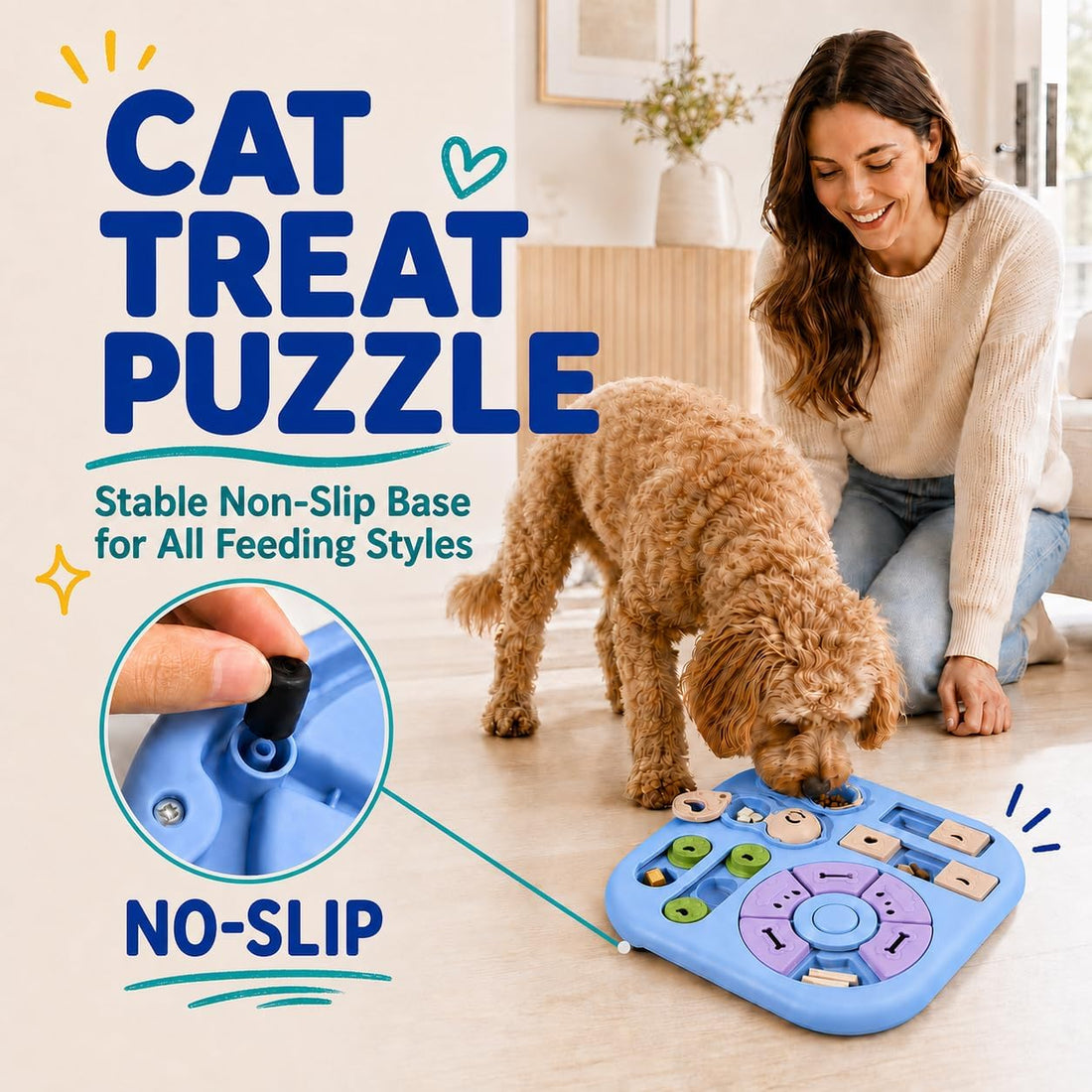 HAOYEGUOJI Interactive Cat Puzzle Toy & Treat Dispenser
