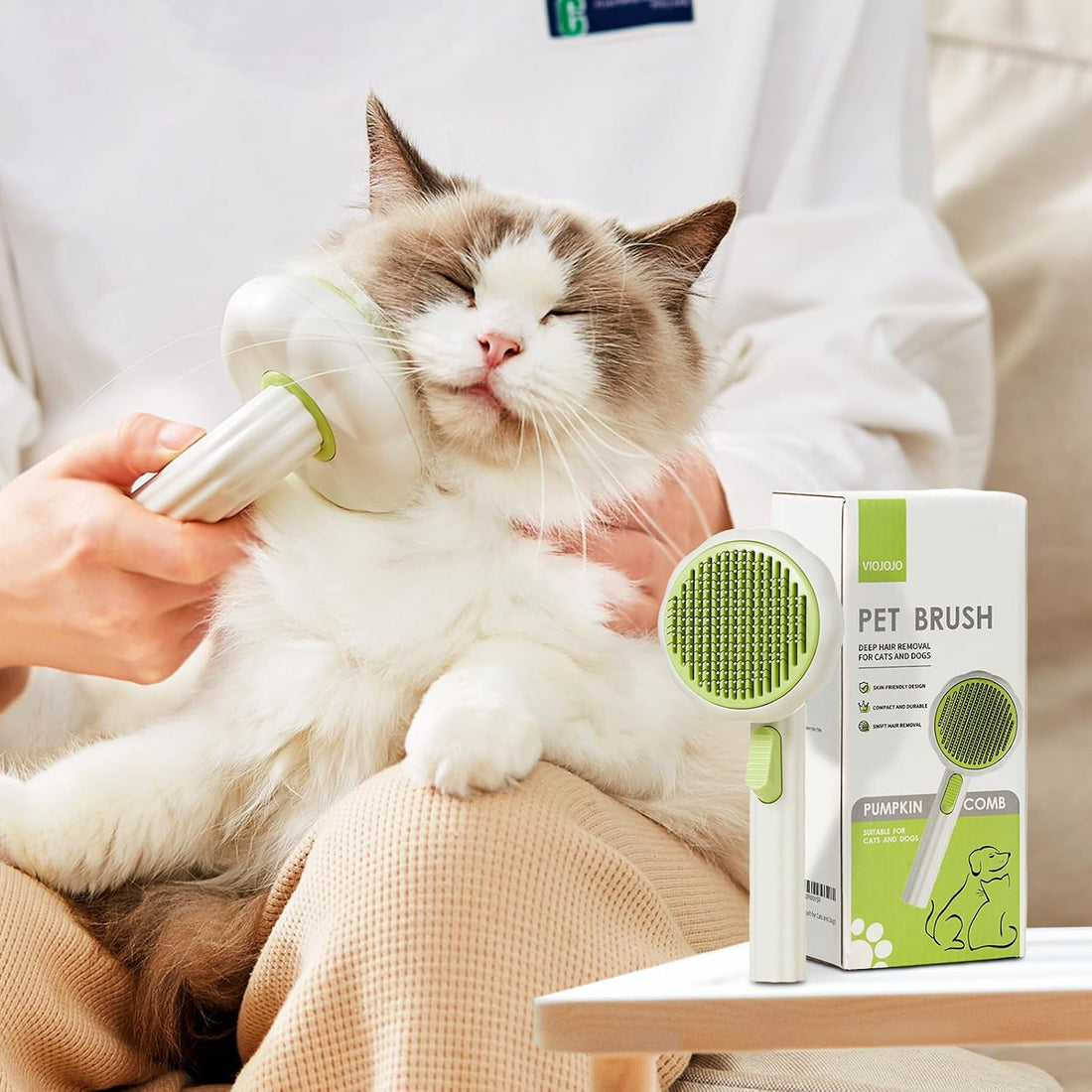 VIOJOJO Cat Brush Dog Brush with Release Button for Shedding