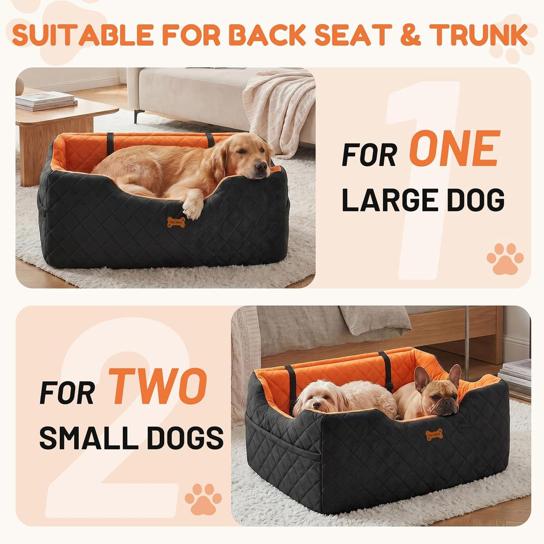Dog Car Seat for Large Medium Dogs up to 55 lbs, Black