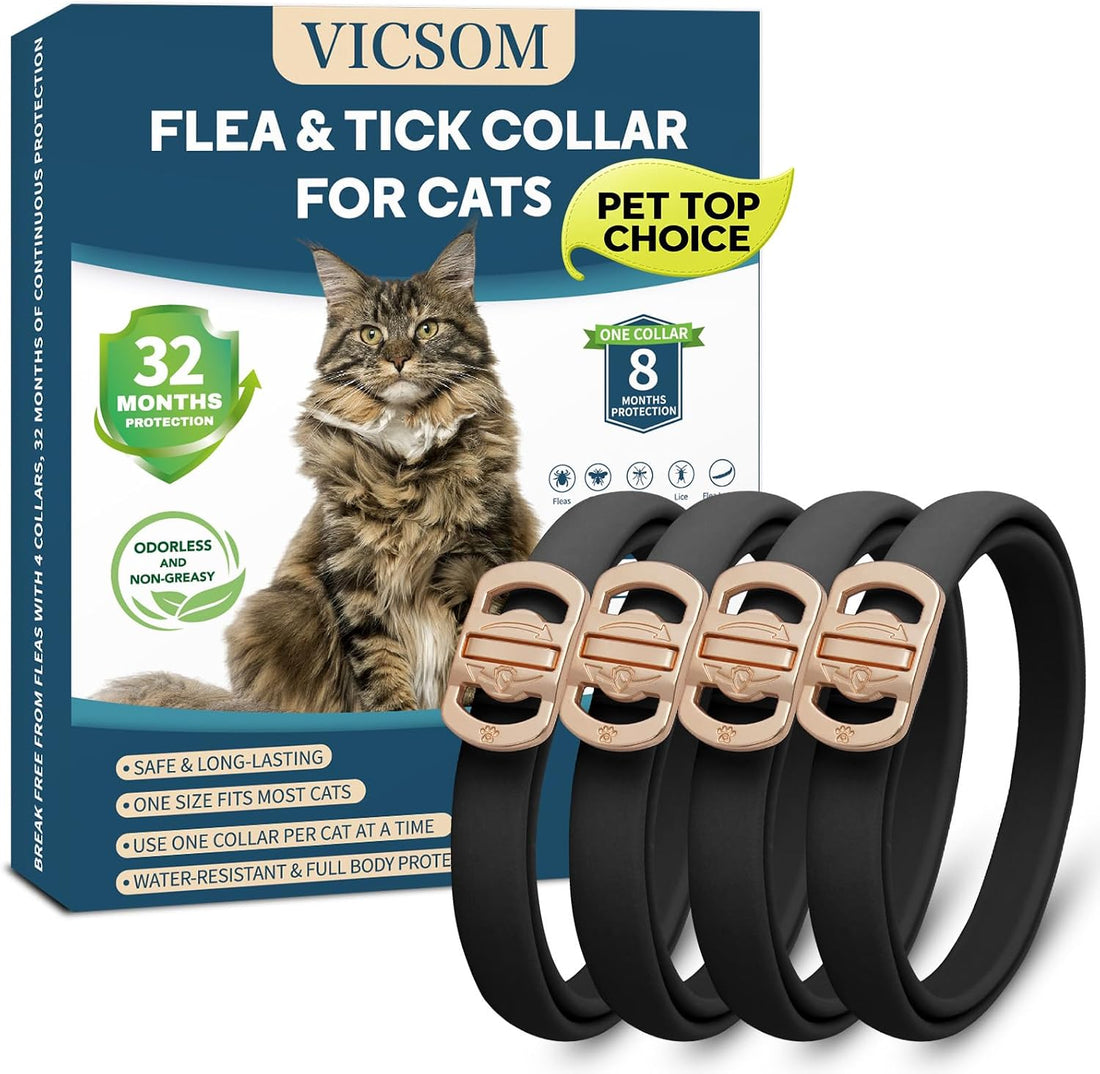 VICSOM Flea Collar for Cats, Flea and Tick Prevention for Cats, 4 Pack