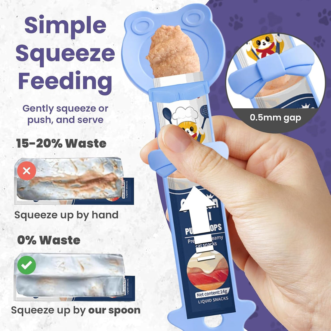 Lickable Cat Treat Spoon, Puree Squeeze Feeder, Silicone