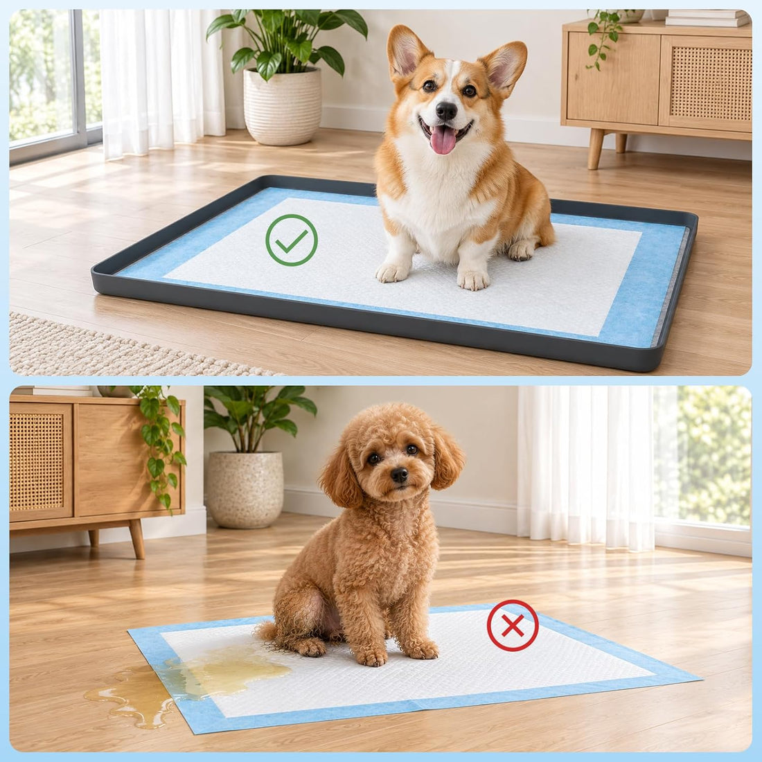 Dog Pee Pad Holder for 24 x 24 Training Pads, Leak-Proof Tray