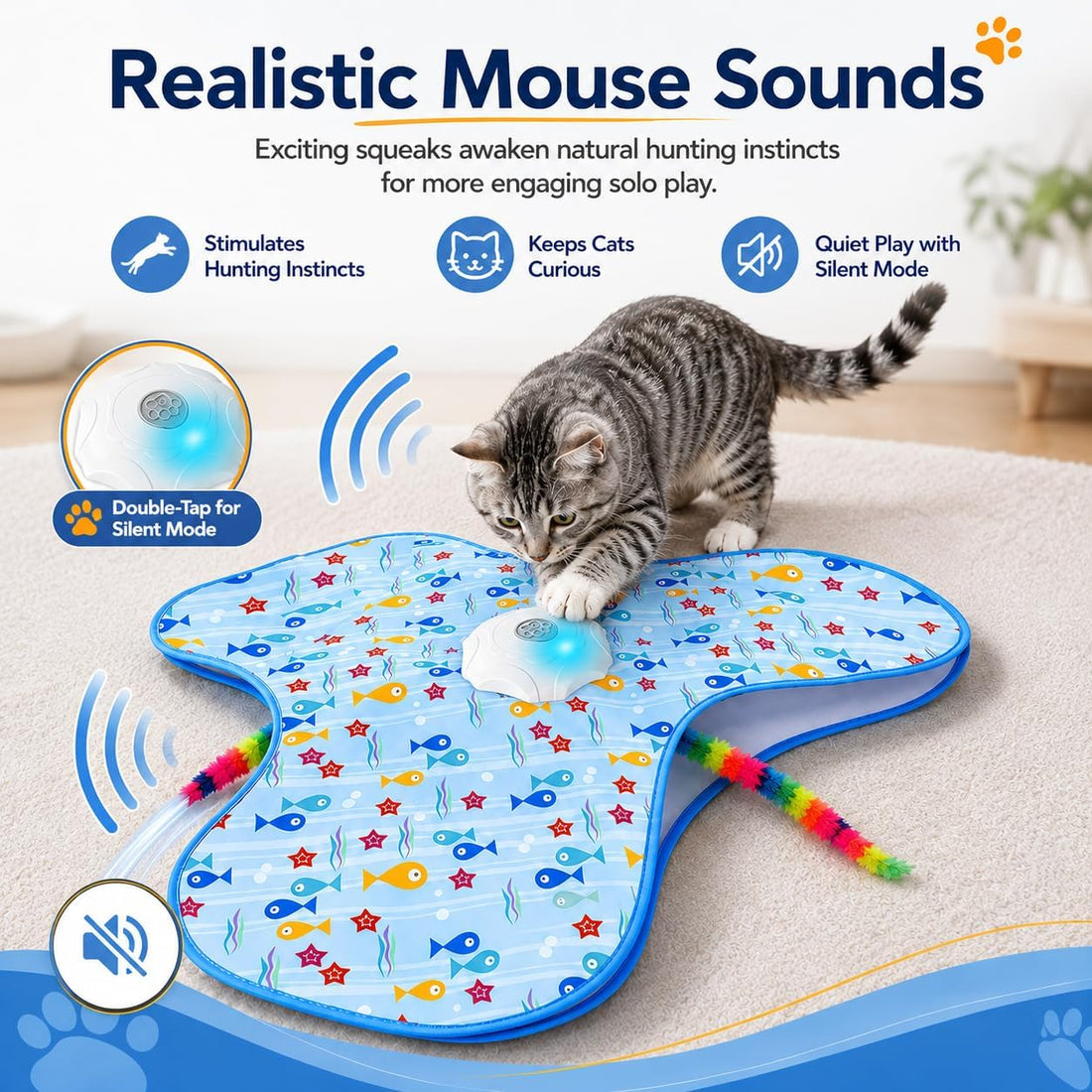 Interactive Cat Toys for Indoor Cats, Hide and Seek, 3 Smart Modes