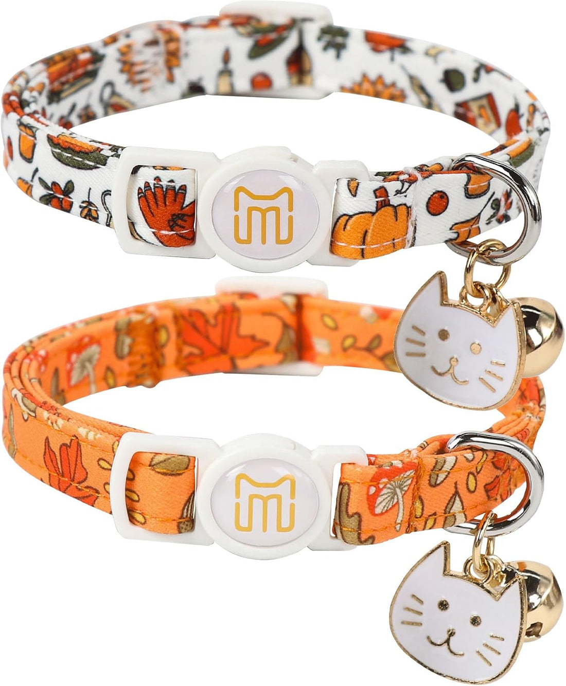 2 Pack Fall Cat Collar with Bell,Breakaway Kitten Collars for Cats