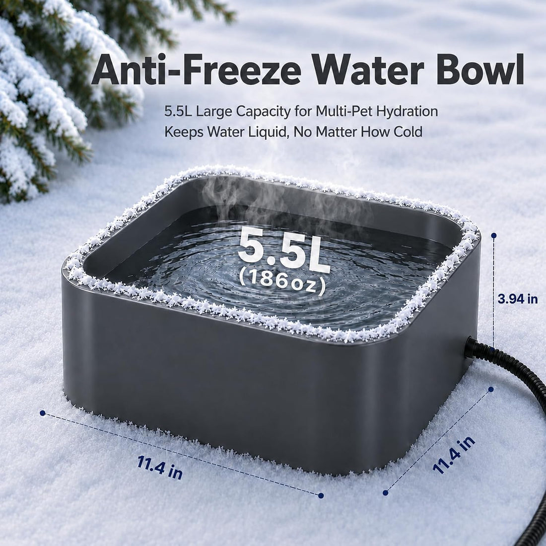 Heated Dog Bowl, 5.5L Extra Large Heated Pet Water Bowl