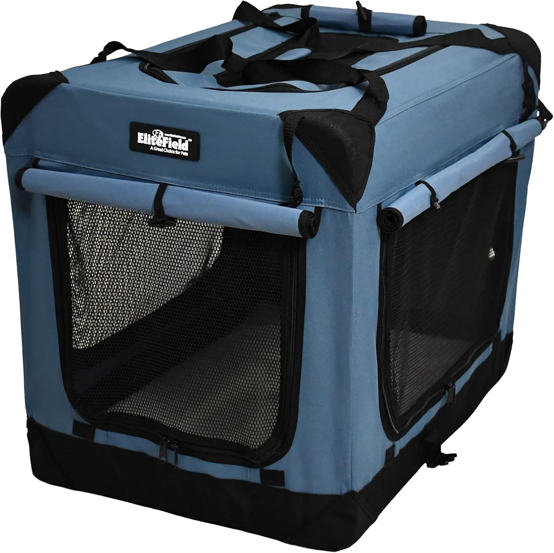 EliteField 4-Door Folding Soft Dog Crate with Curtains