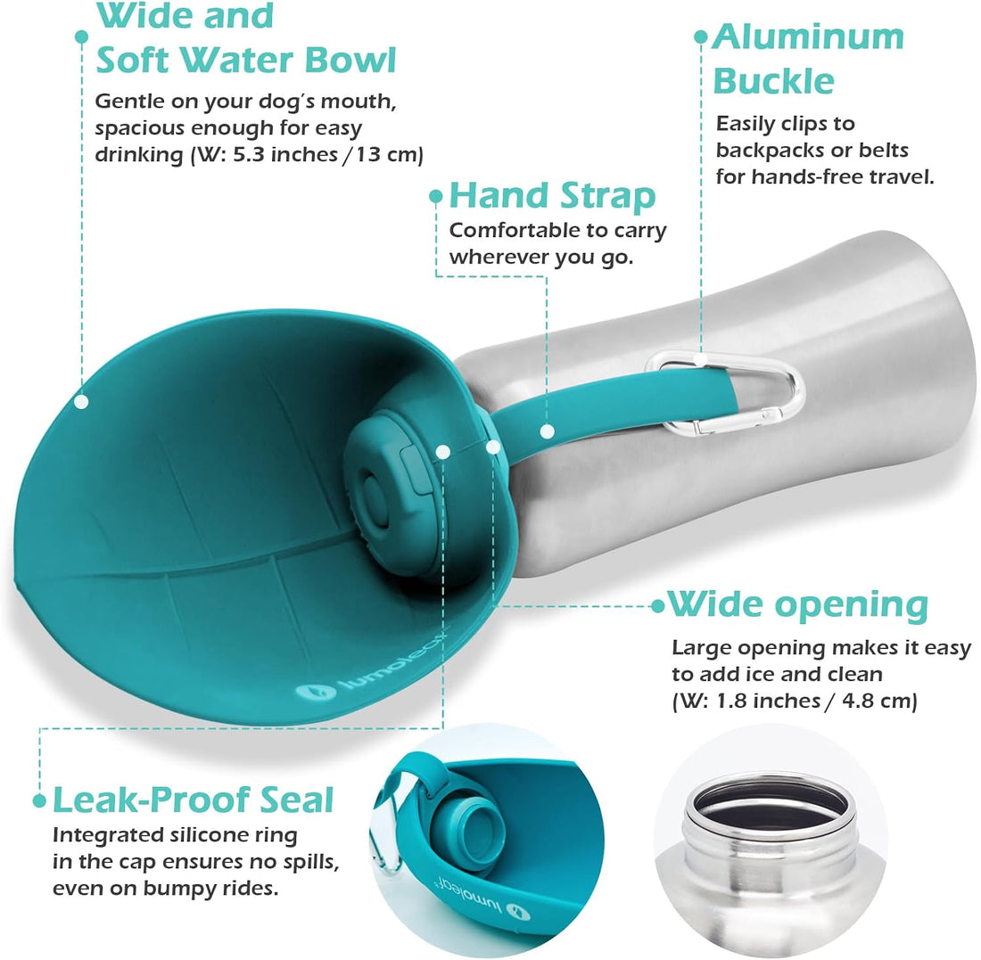 LumoLeaf Portable Dog Water Bottle 27 OZ
