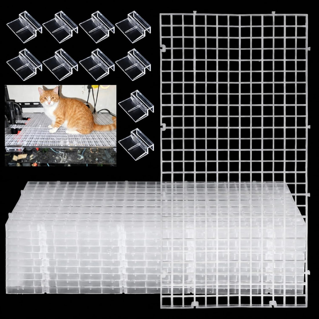 NestBasics 6pcs Transparent Aquarium Lid Clips,Rimless Fish Tank