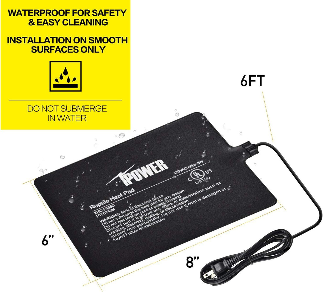 iPower 6 by 8-Inch 8W Reptile Heat Mat