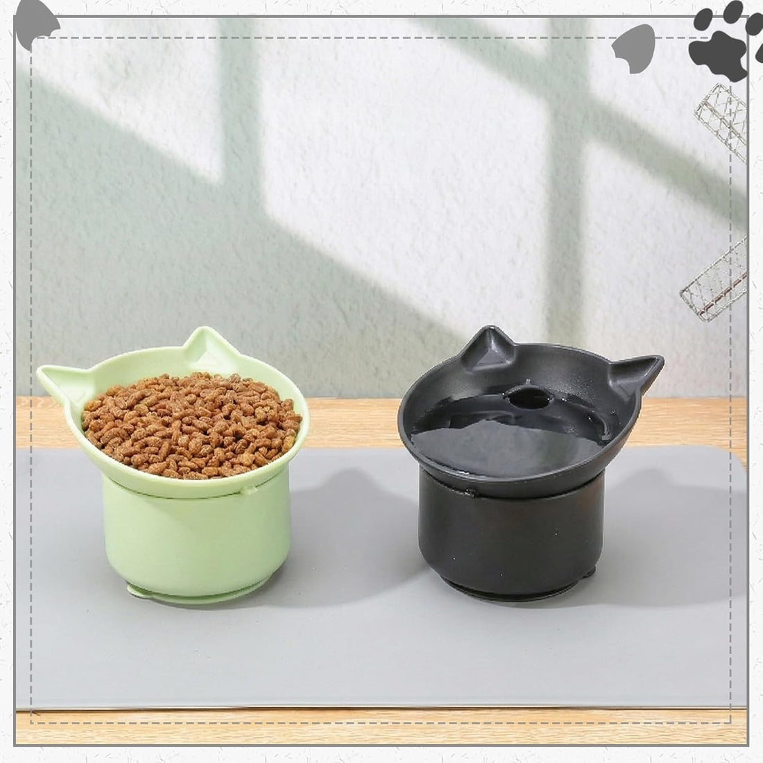 2 Pack Elevated Slow Feeder Cat Bowls Anti Vomit Tilted Raised Cat