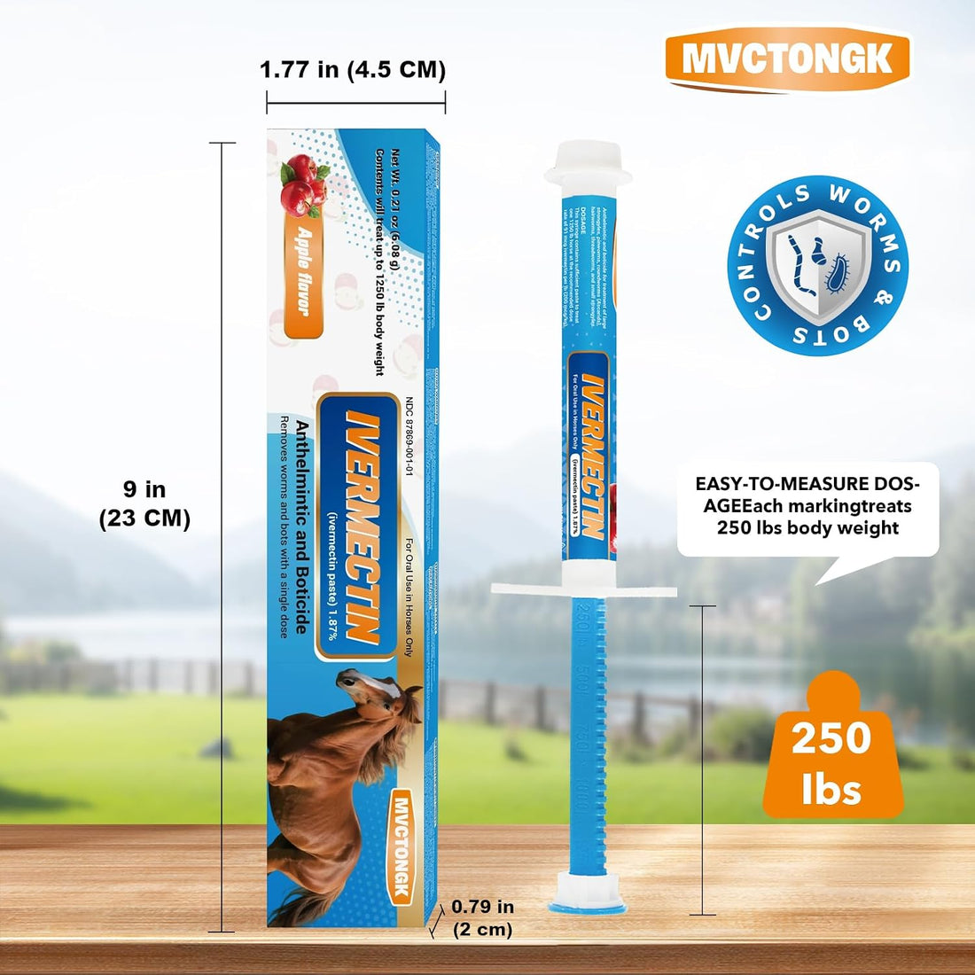 Ivermectin Paste 1.87% for Horses, Apple Flavor, 6.08g (3 Pack)