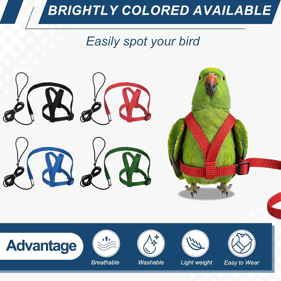 Bird Harness and Leash Adjustable Parrot Leash 47.2" S